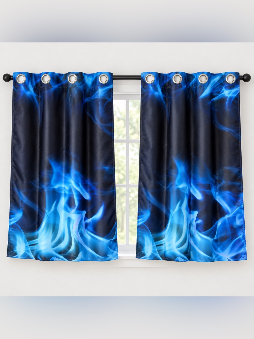 Blue Flame Blackout Grommet Curtain Panels 38x45 Set of 2